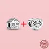 925 argento Fit Pandora Charms originali Ciondolo fai da te da donna Bracciali perline Cute House Occhio onniveggente Car Openwork