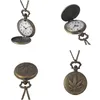 Montres de poche Montres de poche 9076Grande montre à quartz Bronze Nostalgique Rétro avec collier Thun22 Drop Delivery Montres Dhdvb