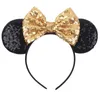 Hair Accessories 2023 Classical Red Embroidery Sequins Dot 3.3" Mouse Ears Bow Women Headband Girl Hairband DIY Headwear