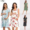 Maternity Dresses Women's Floral Short Sleeve Loose Maternity Dresses Pregnancy Clothes Summer Casual Soft Waist Pleated Print Knee Length Dress 230428