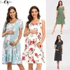 Zwangerschapsjurken dames bloemen korte mouw losse zwangerschapsjurken Zwangerschapskleding Zomer Casual zachte taille geplooide print knielengte jurk 230428