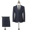 Costumes Homme Bureau Homme Business Travail Formel Décontracté Soirée Fête scolaire Costume de mariage Mince 2 Pièces Bleu Marine Banquet Vie quotidienne Droit