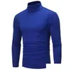 Men'S T-Shirts Mens T-Shirts Autumn Winter Thermal Long Sleeve Roll Turtleneck T-Shirt Solid Color Tops Male Slim Basic Stretch Tee To Dhgvo