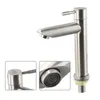 Bathroom Sink Faucets 304 Stainless Steel Silver Single Cold Faucet Corrosion Rust Prevention Counter Basin Filter Impurities