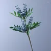 Dekoratif Çiçekler Yapay Kuzey Amerika Holly 75cm Berry Blueberry Tree Branch Düğün Ev Dekorasyon Tesisi