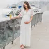 Maternity Dresses Pregnant woman po shoot lace dress po commemorative po pregnant woman lace VB neckline drag dress long pregnant woman dress 230404