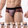 Sous-vêtements Sexy pour hommes, sous-vêtements imprimés en maille, taille basse, pochette en U, short Ultra-fin translucide, Lingerie érotique Gay