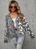 Kreski dla kobiecych Kreski Leopard Switled Sweter Button Knitan Karbunia w jesiennej zimowej streetwearu z długim rękawem 230403
