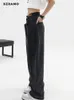 Women's Jeans Women's Wrap Long Jeans Harajuku Black Wide Leg Trousers Street Clothing Vintage High Waist Jeans Large Pocket Y2k Femle 230404