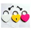 Door Locks Creative Alloy Heart Shape Keys Padlock Mini Archaize Concentric Vintage Old Antique With Home Garden Building S Drop Del Dhoqb