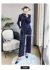 Women's Two Piece Pants SELLING Miyake Fold Fashion Word Long Sleeve Stand Collar T-shirts Wide-legged Print Two-piece Suit IN STOCK