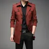 Мужские траншеи Coats Nieuwe Lente Mannen Geul Mode Engeland Stijl Lange Trenchcoats Мужские.