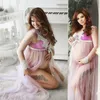 Maternity Dresses Pregnant Pography Po For Women Lace Up Long Sleeve Ladies Maxi Gown Shoot Clothing 230404