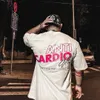 Mens Tshirts Anti cardio casual överdimensionerade korta ärmar Bomull T Shirt Gym Fitness Manlig träning Träning Bomull Tees Top Fashion Clothes 230404