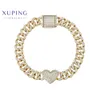 Xuping Personnalisez 14k bracelet cubain plaqué Gold Bijoux de pied de pied Bling Zircon Femelle Bracelet avec cœur