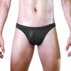 Calzoncillos para hombre Seda de hielo Transpirable Bikini Calzoncillos Sexy U Convex Bolsa Bragas Cintura baja Sólido Translúcido Erótico Levantamiento de cadera