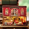 Kök spelar mat ny diy mini kanin stad casa trä docka hus miniatyr byggnadssatser med möbler dollhouse leksaker för flickor födelsedagspresentl231104