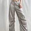 Damesbroek s Weemeep Satin Wide Leg Baggy Drawstring Jogging Sweatpants 2023 Zomer Fashion Low Rise Trouser Elegant Streetwear 230403