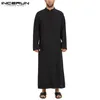 Abbigliamento etnico uomini musulmani jubba thobe maniche lunghe abiti traspiranti 2023 collare collare arabo islamico kaftan abaya s 5xl incerun 230403