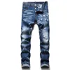 pantaloni pantaloni Jeans di lino firmati da uomo Jeans da uomo Hip Hop Distressed Biker strappato Jeans da moto slim fit da uomo CWUO