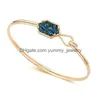 Bangle Designer Druzy Bangle Bracelets For Women Geometric Natural Stone Charm Wire Chain Luxury Diy Jewelry In Bk Drop Delivery Jewel Dhqsi