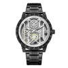 Vrije tijd en mode Gouden ronde heren Stalen riem Transparant uitgehold quartz horloge Het nieuwe
