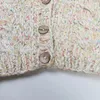 Malhas femininas feminino doce torção cardigan tricô outono inverno manga comprida com decote em v solto retro versátil camisola curta casacos crochê