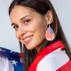 Hoop Earrings Border American Independence Day National Flag Red And White Stripes Double Acrylic Water Drop