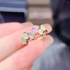 Bagues de cluster Bague d'opale naturelle Mode Bijoux pour femmes S925 Sterling Silver Plaqué 18k Gold Engagement Automne