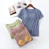 Women's Sleepwear Short One Summer Sleeved Pad Piece Chest Women Home Wear Pajama Bottoms Cup Bra Modal T-shirt Clothes With