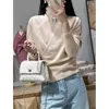 Women's Blouses White Cross Collar Long Sleeve Diamond Checkered Hollow Cashmere Sweater For Women 2023