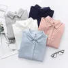 Blouses -shirts voor dames Sprival Arts Style dames met lange mouwen wit shirt volledig afgestemd casual revershemd 100% katoenen top S579 230404