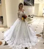 Dentelle Boho robes de mariée col en V élégant une ligne manches longues 3D appliqué robe de mariée côté fendu sexy robe dos nu 2024 328 328