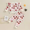 Conjuntos de roupas Focusnorm 0-3Y Outono Bebê Meninas Clothse Fruit Print Ruffles Manga Longa Moletons Calças 2 Pcs