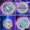 Novelty Games Novelty Games Luminous Basketball Ball Holographic Reflective Lighted Flash Pu sliteständig glödande nattsportspel DHRX8