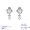 Boucles d'oreilles pendantes Zircon cubique goutte fleur pour mariage perle boucle d'oreille mariée femmes fille cadeau printemps bijoux accessoires CE11655