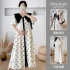 Kraamjurken 1711# Zomer POLKA DOT Gedrukt Chiffon Zwangere dames lange feestjurk elegante en los passende zwangerschapskleding 230404