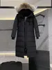スタイルの有名なデザイナー豪華な女性ダウンジャケット刺繍文字カナダの冬のフード付きグースコート屋外メンズロング服