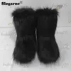 New Fashion Fox Women Fluffy Snow Female Winter Warm Plush Platform Shoes Furry Faux Fur Bottes Luxury Boots T231106