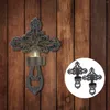 Ljushållare 2 datorer Vintage Decor Cross Candlestick Metal Holder Wall Lamp Creative Butro Retro