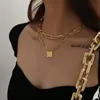 Choker Timeless Wonder Layered Chains Square Tag Statement Necklace Women Stainless Steel Jewelry Trendy Top Punk Ins Rock 3026 Chokers