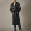 Женские плащи VII 2023, брендовое женское пальто R, зимняя женская одежда, однотонная свободная кожаная куртка средней длины с поясом