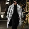 Men's Fur Faux Fur New leopard print fur integrated man coat long suit collar imitation fur coat trend winter warm fur jacket T231104