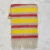 Scarves the New Version of Ac Japan and South Korea Universal Horizontal Bar Rectangular Plaid Tassels Warm Thickened Rainbow Net Red ScarfI6W6