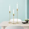 Titulares de vela 3pcsset estilo chinês metal simples de casamento dourado decoração da sala de estar em casa stick 230403