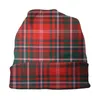 Berretti Rosso Moderno Tartan Plaid Cofano Beanie Cappelli di Lavoro a Maglia Uomo Donna Fresco Unisex Moda Percalle Caldo Inverno Skullies Berretti Berretti