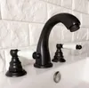 Bathroom Sink Faucets Oil-Rubbed Bronze Two Ceramic Lever Knob Widespread Basin Faucet And Cold Water Tap Deck Mounted 3 Hole Dhg062