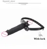 Outros itens de massagem Slave Restraint Pênis realista Double-Ended Dildo Gag Mouth Plug Bondage Head Strapon Open Mouth Gag Adulto Jogo Love Toys 18+ Q231104