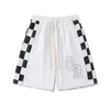 American Fashion Chessboard Splice Shorts Drawstring Sweatpants Men's China-Chic Summer Couple Capris Casual Pants