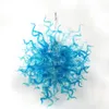 펜던트 샹들리에 가벼운 램프 블루 맑은 색상 손으로 날려 유리 펜던트 예술 공예 라이트 장식 LED 매달려 가벼운 비품 28 인치